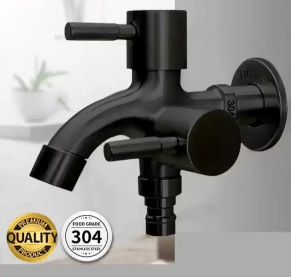 Kran Combo Stainless Steel Hitam 1/2 (Minus Ring 1/2 Tidak Ada)