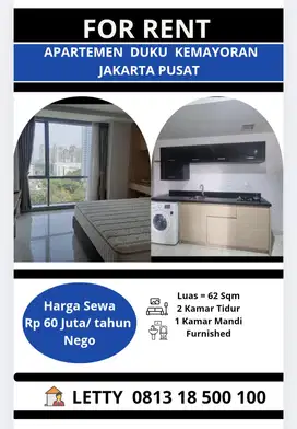 Apartemen Dukuh Kemayoran Jakarta Pusat Rp 60 Juta/ tahun Nego