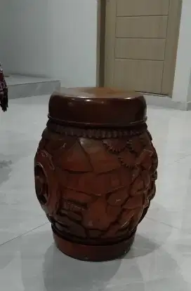 Jual bangku bulat jati ukiran petani