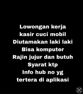 Lowongan Kasir cuci mobil