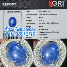 Star Blue Sapphire Srilanka 6.69ct Birunya enak body glass Christal