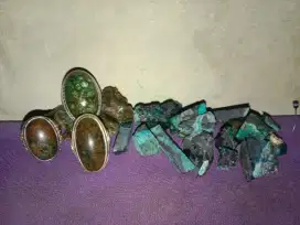 Jual borongan 3 batu cincin bacn kembang motif kura+bahan doko hitam
