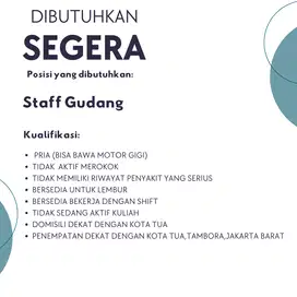 Dibuka lowongan admin,Host Live,Staff Gudang