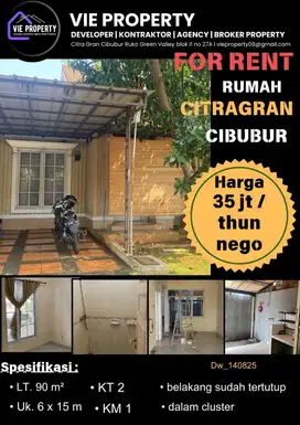 Disewakan Rumah di CitraGrand Cibubur 35 Jt Nego