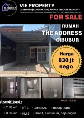 Dijual Rumah The Adress Cibubur