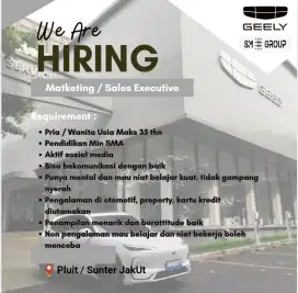 Slot terbatas untuk sales / marketing Mobil Geely