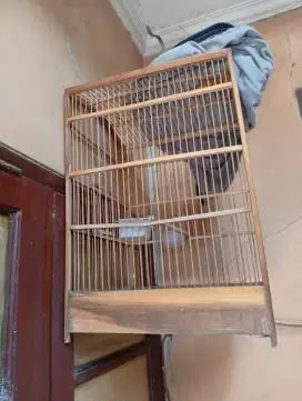 Sangkar burung kayu + penutup