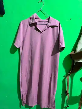 Dress pink lengan pendek