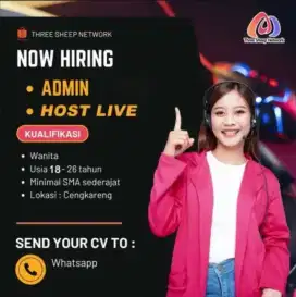 Lowongan Admin Kreator dan Host Live