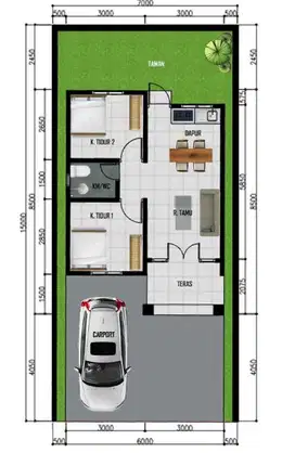 5 menit Bandara YIA, Rumah Bali Style 2Kt, 1Km