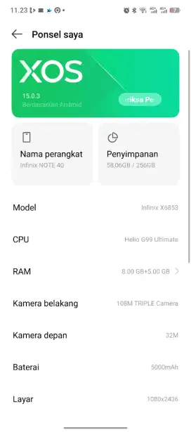 Infinix note 40 8/256 GB
