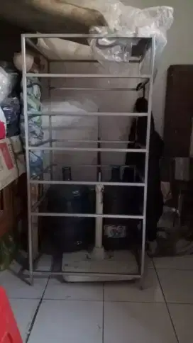 RAK STAINLIST 60X60 KACA8MM,6TINGGKAT