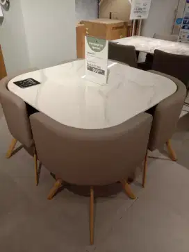 DUTTON CERAMIC DINING SET 1 Meja + 4 Kursi