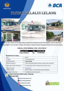 DIJUAL RUMAH MELALUI LELANG WILAYAH JAWA BARAT