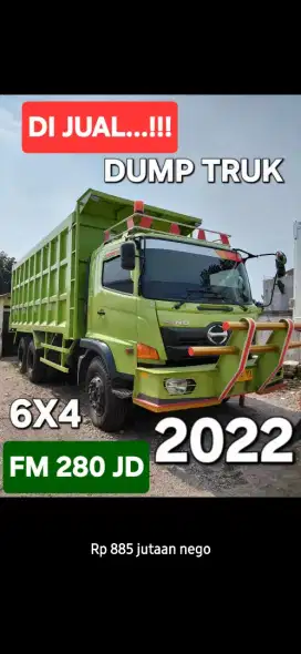 DUMP TRUK HINO 500 FM 280 JD, TRONTON 10 BAN 6X4 INDEK 28 TAHUN 2022