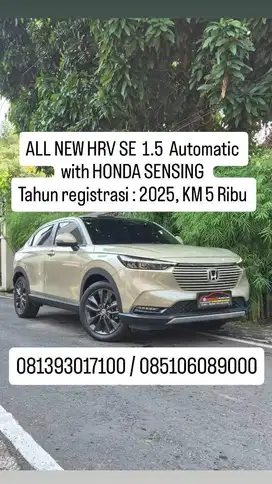 km 5 rb,ALL NEW HRV SE  1.5  Automatic with HONDA SENSING, th reg 2025