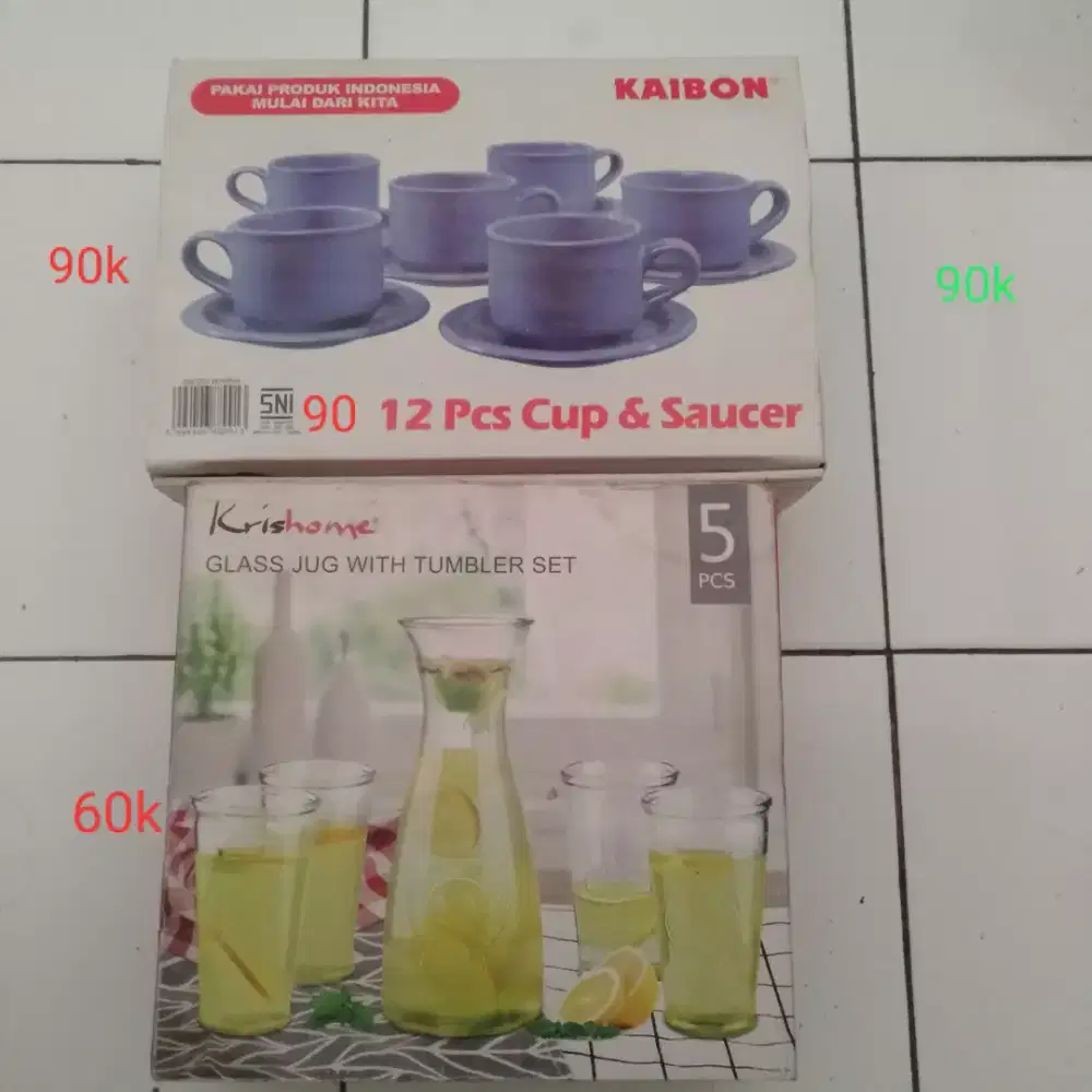 Cangkir keramik +lepek  dan gelas 1set
