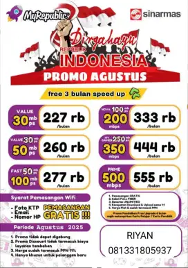 Wifi myrepublic free upgrade speed promo merdeka
