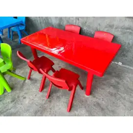 Meja belajar anak panjang persegi (merah)