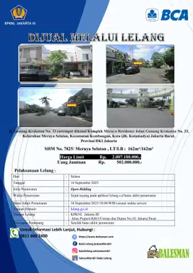 DIJUAL RUMAH MELALUI LELANG WILAYAH DKI JAKARTA