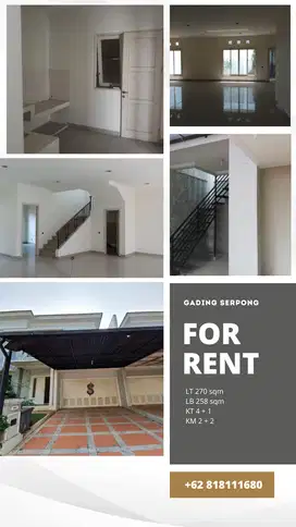 Disewakan Rumah di Cluster aquamarine PHG Summarecon Gading Serpong