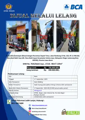DIJUAL RUMAH MELALUI LELANG WILAYAH JAWA BARAT