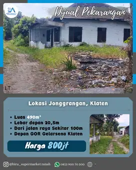 Tanah Pekarangan Depan GOR Gelarsena Klaten