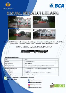 DIJUAL RUMAH MELALUI LELANG WILAYAH JAWA BARAT