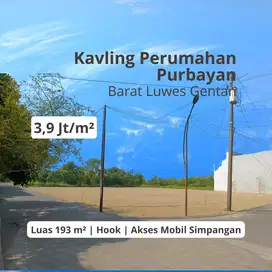 Barat Luwes Gentan. Tanah Di Solo Hook Pinggir Aspal SHM