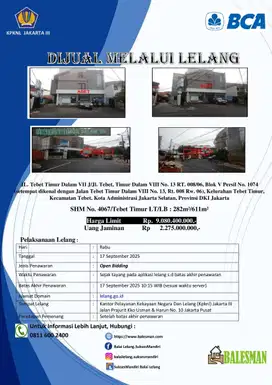 DIJUAL RUMAH MELALUI LELANG WILAYAH DKI JAKARTA