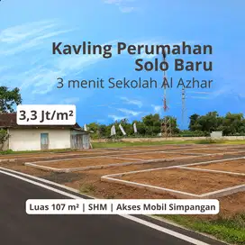 Dekat Sekolah Al Azhar Soolo Baru Tanah Kavling Standar Perumahan