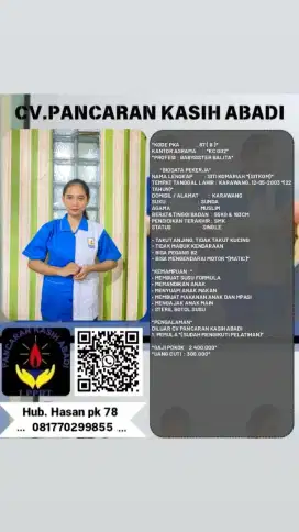 Lowongan kerja wanita art Babysitter & Prawat Lansia