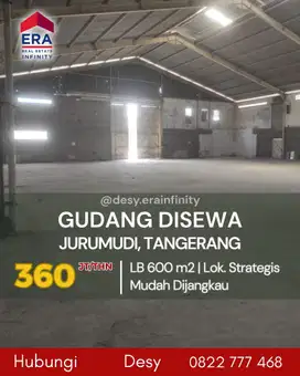Disewakan Gudang di Jurumudi, Tangerang