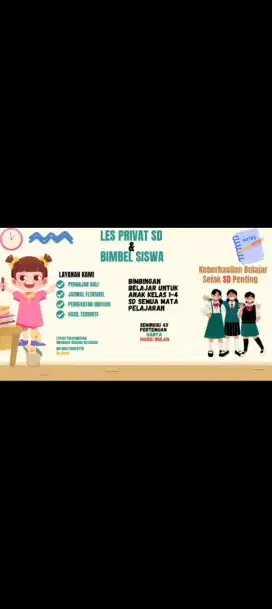 Les privat/bimbel utk anak SD kelas 1-4.