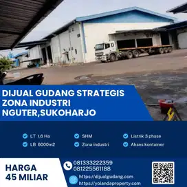 Dijual Gudang Super Strategis Industri Daleman,Sukoharjo Luas 1,6 Ha