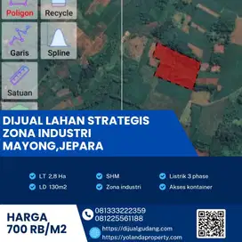 Dijual Tanah Industri Strategis Lokasi Mayong,Jepara Luas 2,8 Ha