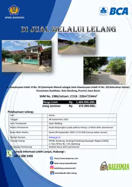 DIJUAL RUMAH MELALUI LELANG WILAYAH JAWA BARAT