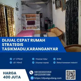Dijual Cepat Rumah  Sangat Strategis Tasikmadu,Karanganyar Luas 270m2