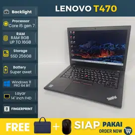 Laptop Lenovo T470 Intel core i5 gen 7 Ram 8GB SSD 256GB SIAP PAKAI