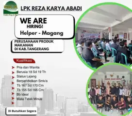 We are hiring !Helper-magang