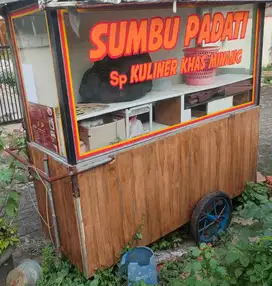 Gerobak jualan rangka besi body kayu