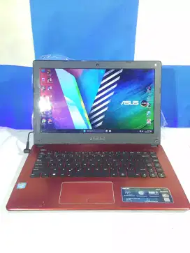 Laptop Asus Slim Merah nyala jalan work normal pake cas