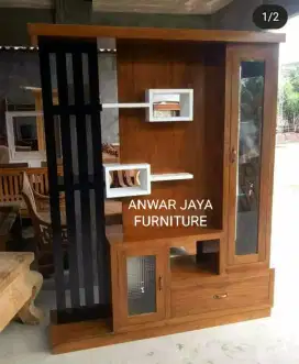 Almari hias partisi penyekat ruang full kayu jati