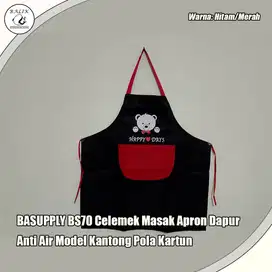 CELEMEK MASAK APRON DAPUR ANTI AIR MOTIF LUCU ADA KANTONGNYA JUGA