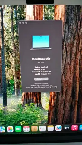 Macbook Air M2 13 Inch Ram 8 Ssd 257 layar 13 inch lengkap full set