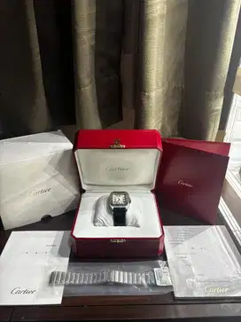 Jam Tangan Cartier Santos 100 M Automatic Fullset 2016 Medium Watch