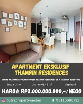 DIJUAL UNIT APARTEMEN MEWAH DALAM KOMPLEK THAMRIN RESIDENCES