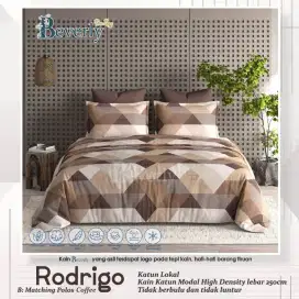 Seprei bedcover katun dingin motif minimalis coklat