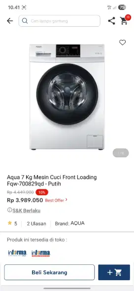 Promo mesin cuci aqua kapasitas 7kg
