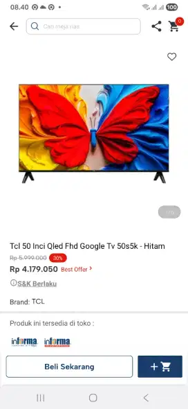TCL 50 inci qled 50s5k